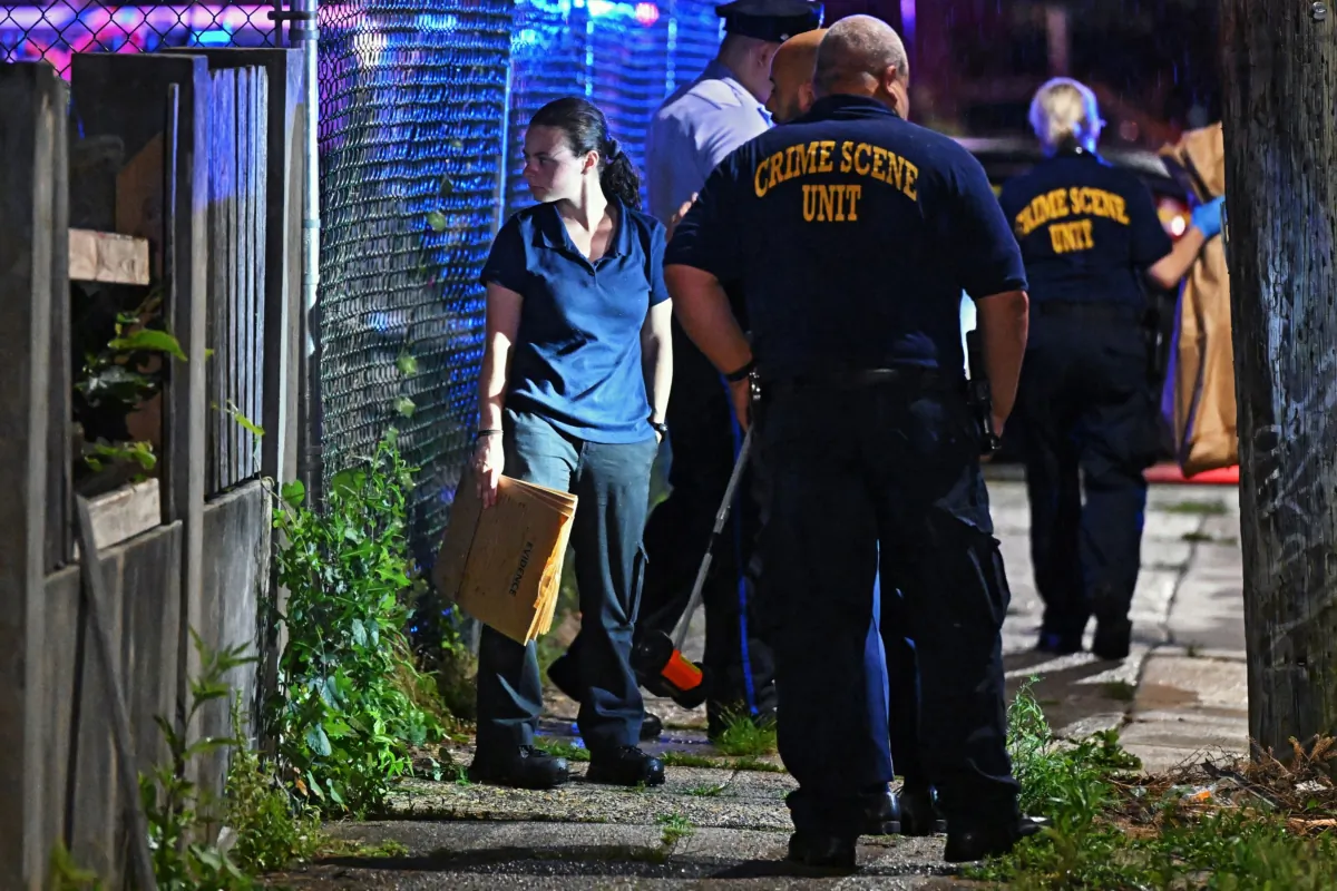 Police work the scene of a shooting in Philadelphia on July 3, 2023. (Drew Hallowell/Getty Images)