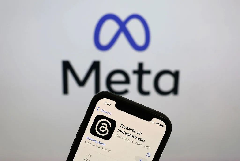 The Threads logo is displayed on a cell phone in San Anselmo, Calif., on July 5, 2023. (Justin Sullivan/Getty Images)