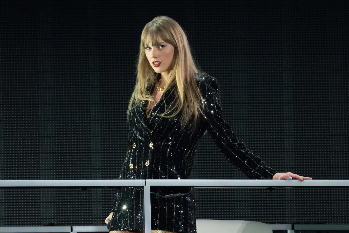 Singer-songwriter Taylor Swift performs onstage on the first night of her "Eras Tour" at AT&T Stadium in Arlington, Texas, on March 31, 2023. (Suzanne Cordeiro/AFP via Getty Images)