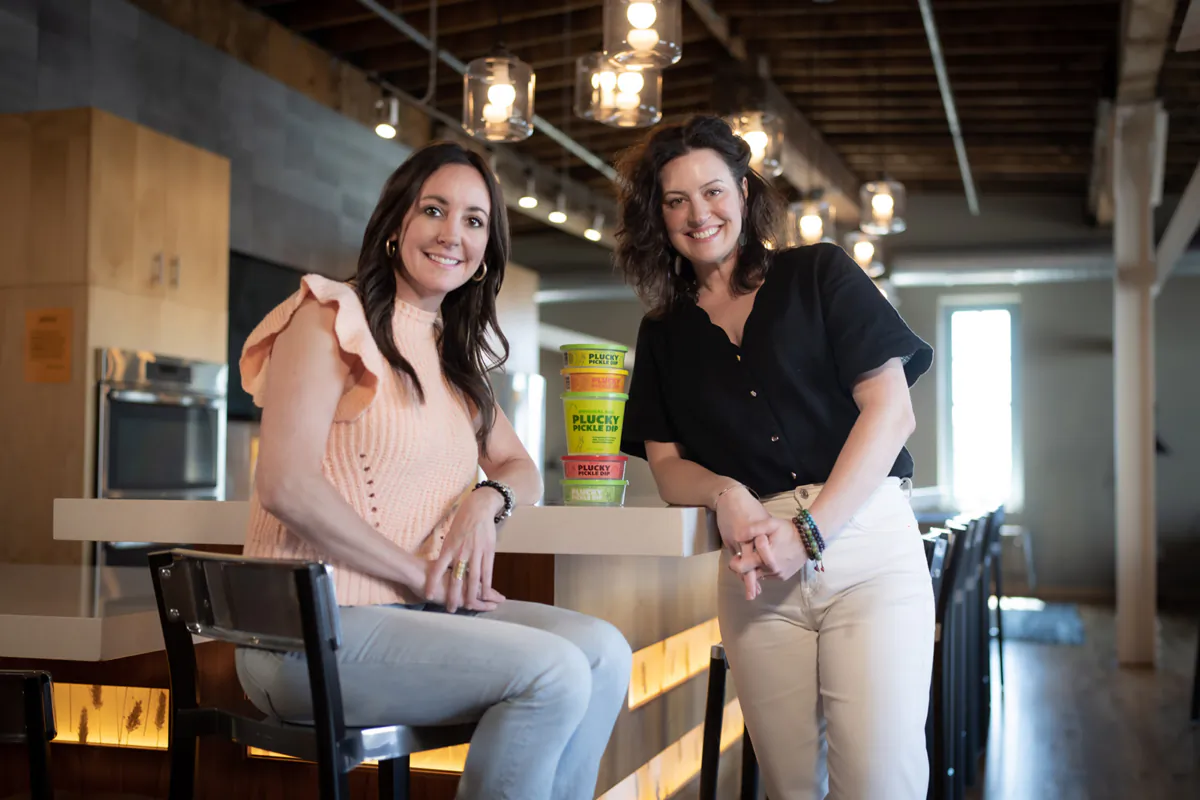 Sara Doherty and Britt Jungerberg are co-founders of Plucky Pickle Dip, shown here on Wednesday, April 26, 2023, in Minneapolis, Minnesota. (Glen Stubbe/Minneapolis Star Tribune/TNS)
