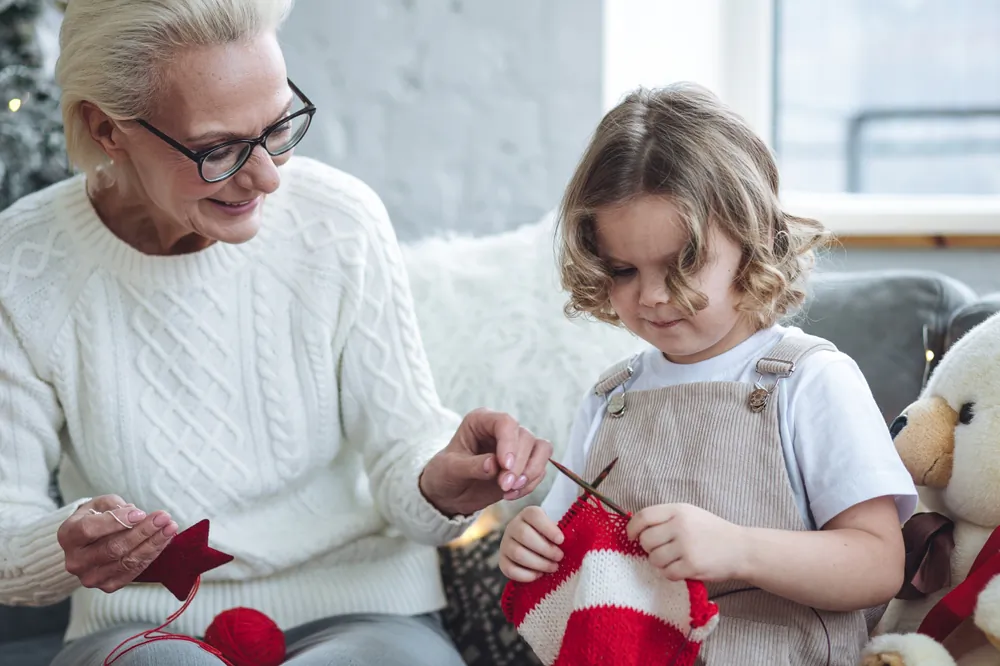 It’s a lucky child whose grandma or grandpa is skilled in knitting, crocheting, embroidery, sewing, and other crafts.(Vera Prokhorova/Shutterstock)
