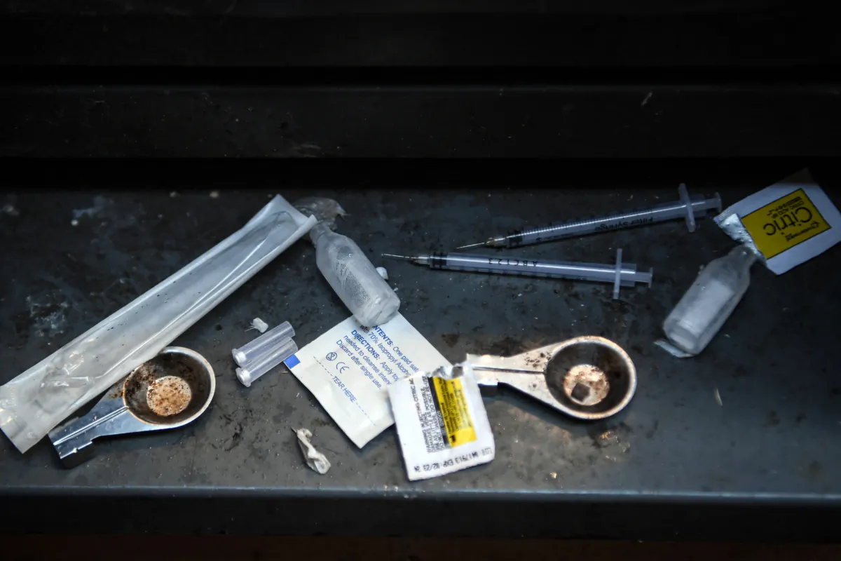 Discarded paraphernalia used by drug users is pictured in a lane in Glasgow on Dec. 15, 2020. (Andy Buchanan /AFP via Getty Images)