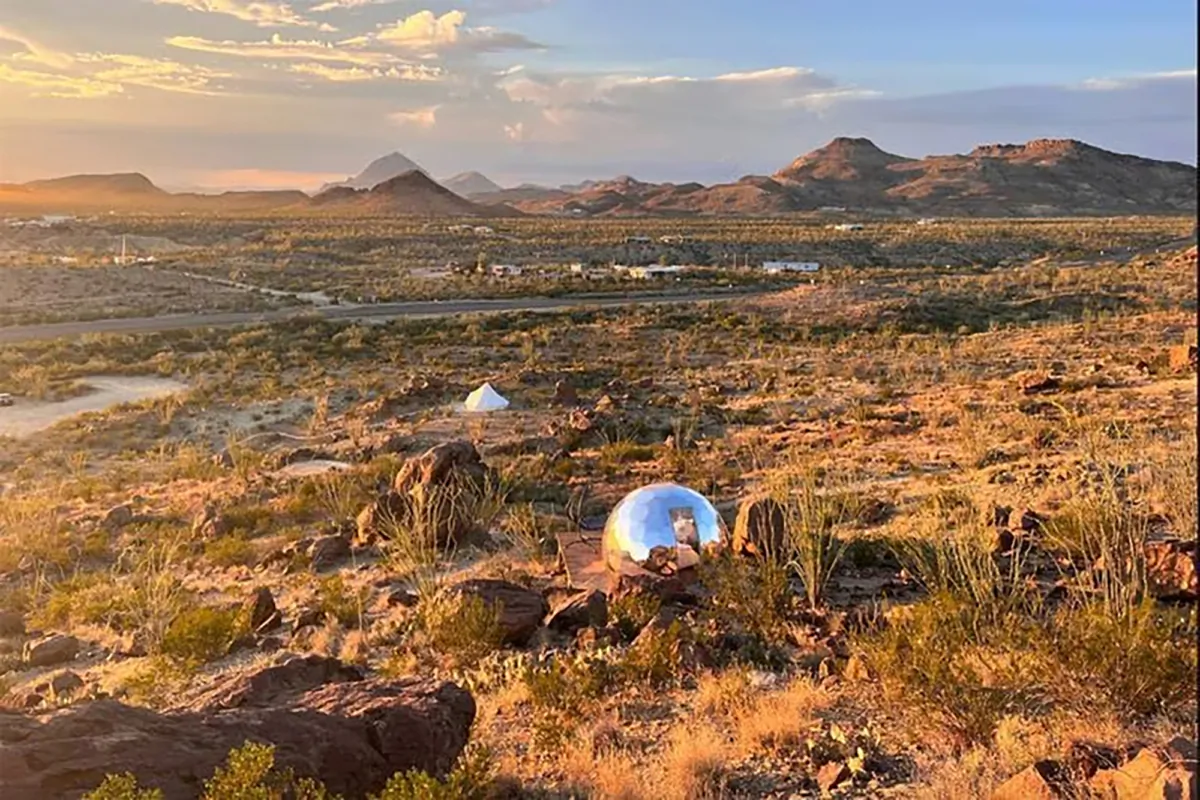 A mirrored dome in West Texas was named the No. 1 glamping spot in the U.S. by a national camping website. (The Dyrt/TNS)