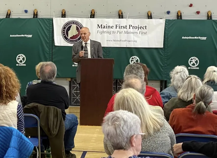 Maine First Project co-founder and president Larry Lockman provides Maine citizens advice on how to win back local school board control. (Courtesy of Maine First Project)