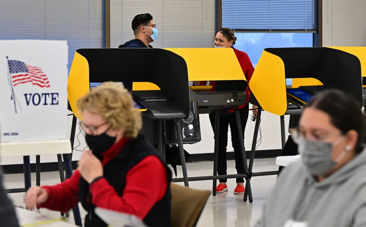People cast their vote for the U.S. midterm elections at the Los Angeles County Registrar in Norwalk, Calif., on Nov. 8, 2022. (Frederic J. Brown/AFP via Getty Images)