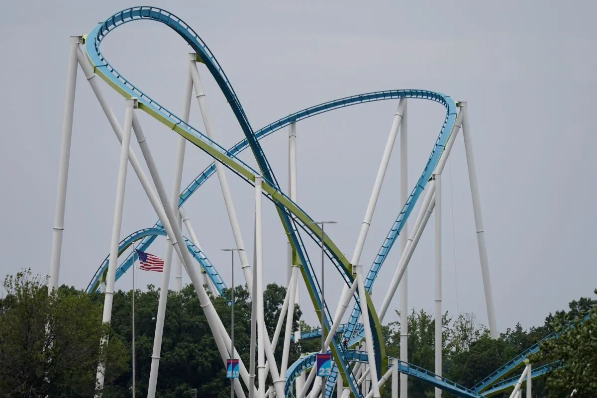 The Fury 325 roller coaster at Carowinds amusement park is seen in Charlotte, N.C., on July 3, 2023. (Erik Verduzco/AP Photo)