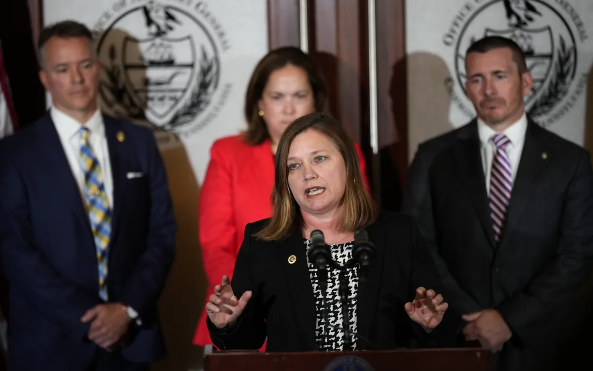 Pennsylvania Attorney General Michelle Henry speaks during a news conference in Philadelphia on July 7, 2023. (Matt Slocum/(AP Photo)