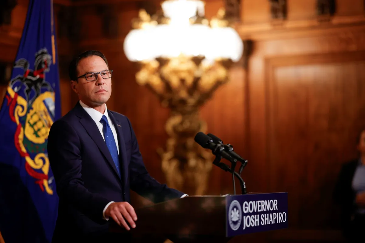 Pennsylvania Gov. Josh Shapiro provides comments after the Pennsylvania House of Representatives passed a budget at the Capitol in Harrisburg on July 6, 2023. (Commonwealth Media Service) 