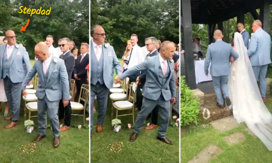 VIDEO: Stepdad Surprised When Bride’s Dad Grabs Him so They Can Both Walk Her Down the Aisle