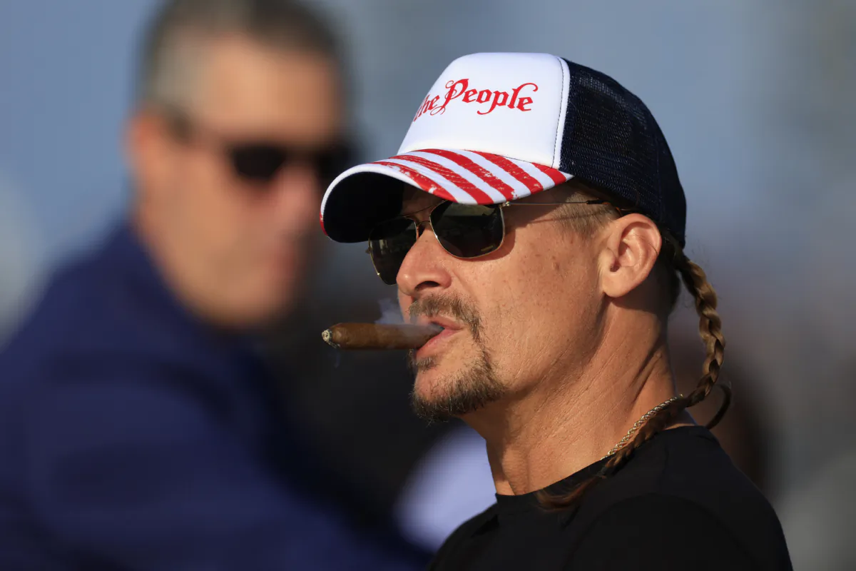 Kid Rock during the NASCAR Cup Series 64th Annual Daytona 500 at Daytona International Speedway in Daytona Beach, Florida, on Feb. 20, 2022. (Mike Ehrmann/Getty Images)