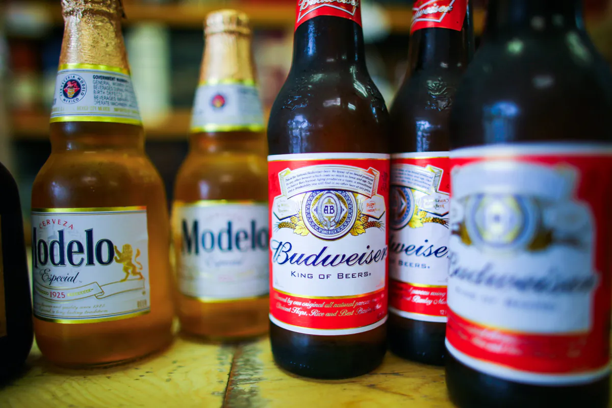 Bottles of Anheuser-Busch Budweiser and Grupo Modelo, Modelo beers are displayed at the Chandi Wine and spirits store in Miami, Fla., on Jan. 31, 2013. (Joe Raedle/Getty Images)