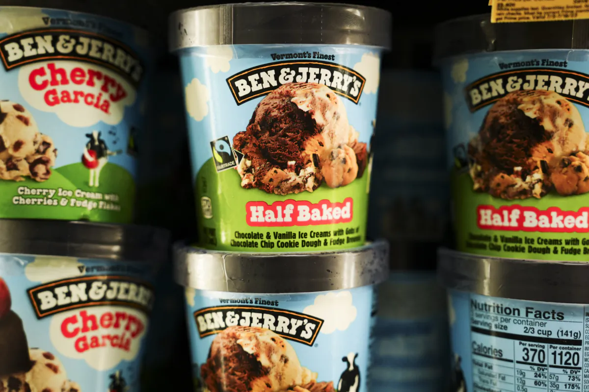Ben & Jerry’s ice cream in a grocery store in Washington on July 10, 2023. (Madalina Vasiliu/The Epoch Times)