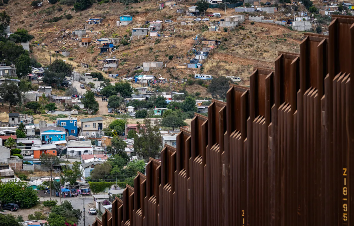 Tijuana, Mexico, seen through the U.S. border wall near San Diego, Calif., on May 31, 2023. (John Fredricks/The Epoch Times)