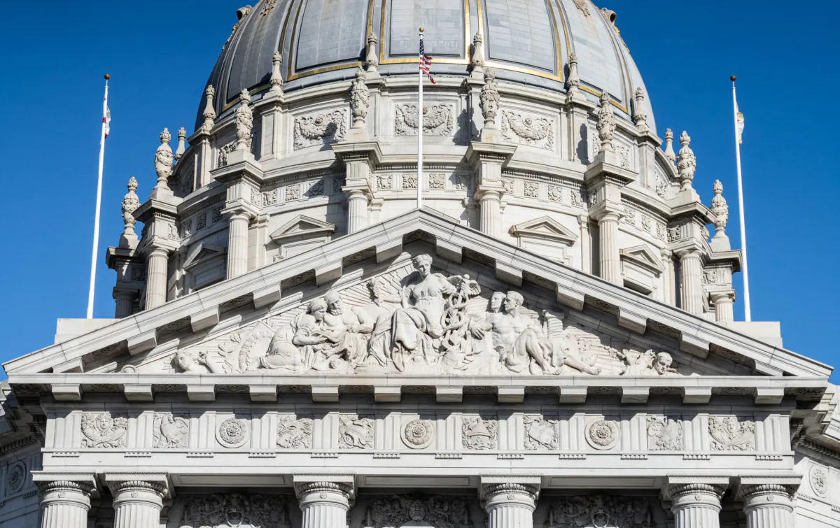 San Francisco City Hall on Feb. 22, 2023. (John Fredricks/The Epoch Times)