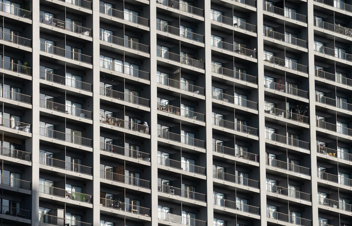 Apartments in San Francisco on Feb. 23, 2023. (John Fredricks/The Epoch Times)