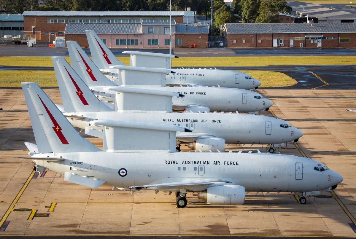 No. 2 Squadron E-7A Wedgetails on the tarmac at RAAF Base Williamtown on July, 5 2019. (CPL Craig Barrett/Royal Australian Air Force)