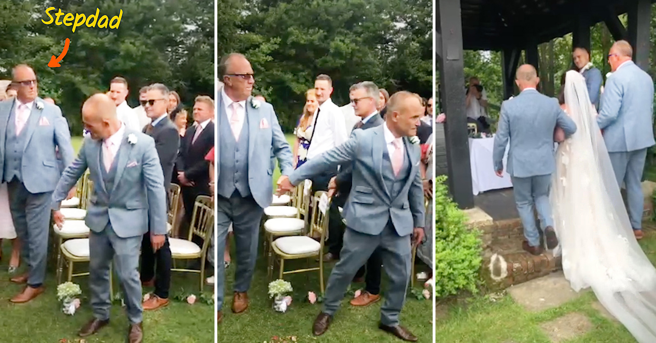 Video Stepdad Surprised When Brides Dad Grabs Him So They Can Both Walk Her Down The Aisle 4414