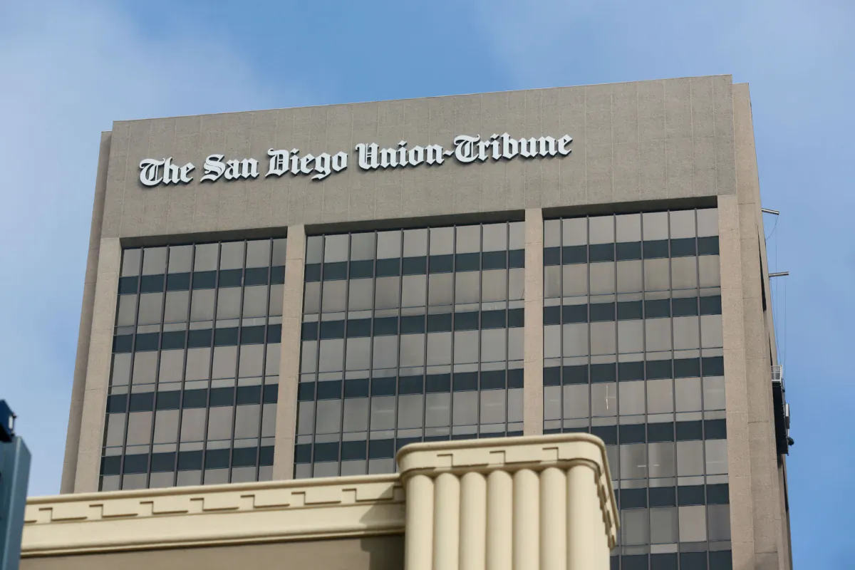 The San Diego Union-Tribune offices in San Diego, on Oct. 24, 2018. (Sandy Huffaker/Getty Images)
