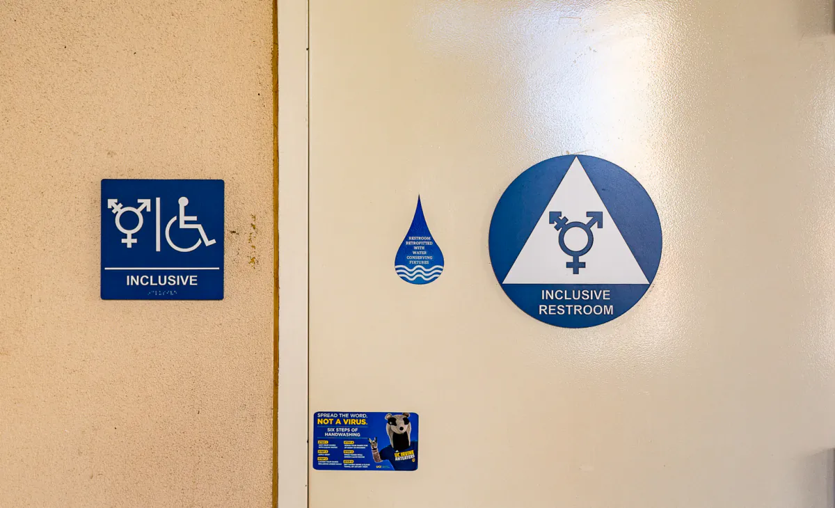 A bathroom is set aside for students who identify as transgender at the University of California Irvine, in Irvine, Calif., on Sept. 25, 2020. (John Fredricks/The Epoch Times)