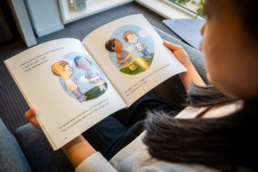 Transgender affirming childrens books in Irvine, Calif. on Aug. 30, 2022. (John Fredricks/The Epoch Times)