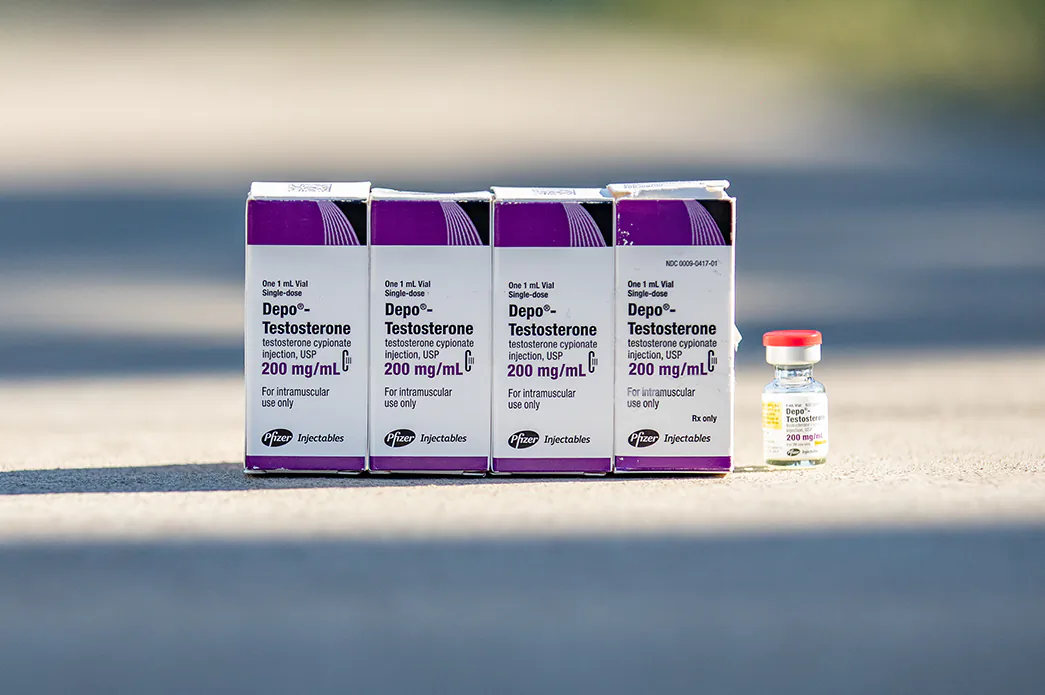 Testosterone medication for gender transitioning, in Northern California on Aug. 26, 2022. (John Fredricks/The Epoch Times)