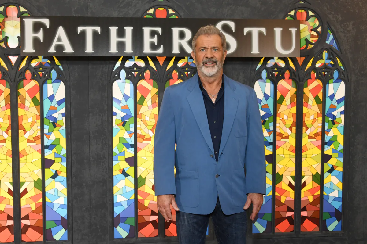 Mel Gibson attends the photo call for Columbia Pictures' "Father Stu" at The London West Hollywood at Beverly Hills in West Hollywood, Calif., on April 1, 2022. (Jon Kopaloff/Getty Images)