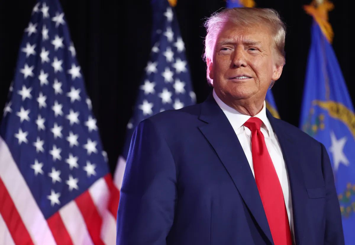 Former president and Republican presidential candidate Donald Trump prepares to deliver remarks at a Nevada Republican volunteer recruiting event in Las Vegas, Nev., on July 8, 2023. (Mario Tama/Getty Images)