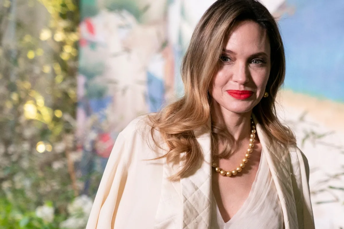 U.S. actress Angelina Jolie arrives for the State Dinner in honor of South Korean President Yoon Suk Yeol, at the White House in Washington on April 26, 2023. (Stefani Reynolds/AFP via Getty Images)