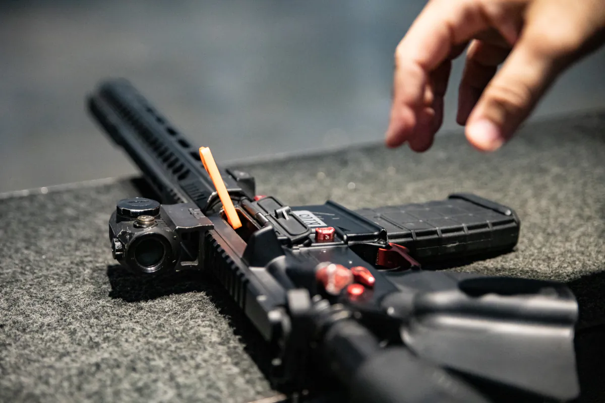 An AR-15 rifle at FT3 tactical shooting range in Stanton, Calif., on May 3, 2021. (John Fredricks/The Epoch Times)