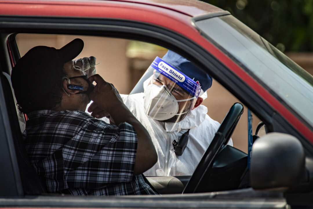 COVID-19 testing in Santa Ana, Calif., on Aug. 25, 2021. (John Fredricks/The Epoch Times)