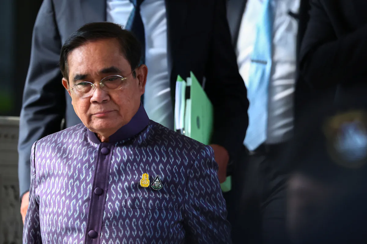 Thailand's Prime Minister Prayuth Chan-ocha leaves after a cabinet meeting before end of his term in next week at the Government House in Bangkok, Thailand, on March 14, 2023. (Athit Perawongmetha/ Reuters)