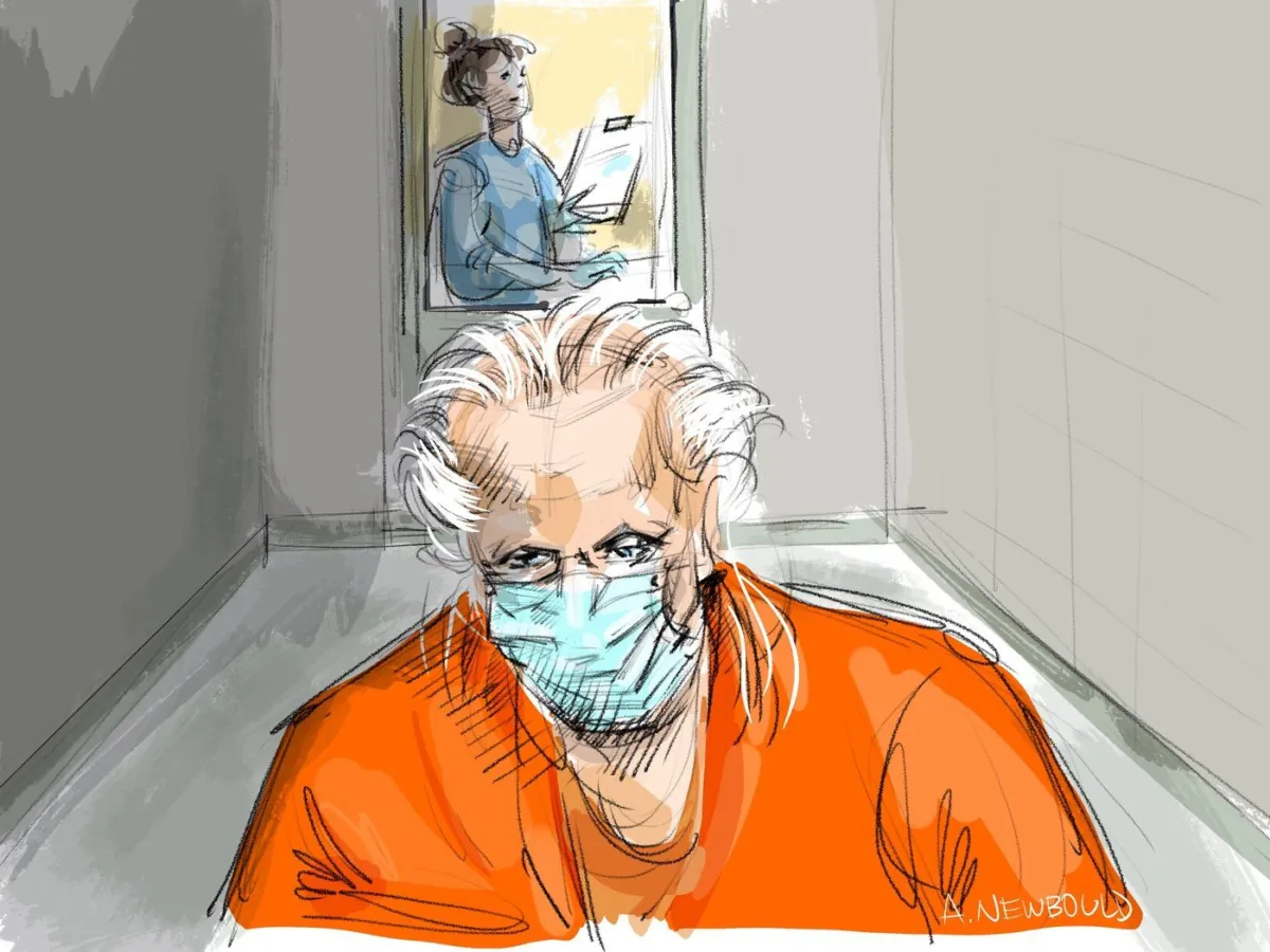 Canadian fashion mogul Peter Nygard is shown in this courtroom sketch in Toronto on Jan. 6, 2022. (The Canadian Press/Alexandra Newbould)
