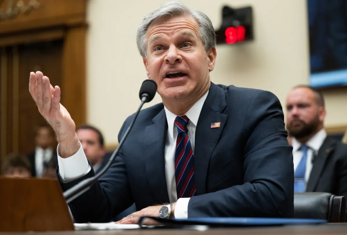 FBI Director Christopher Wray testifies before the House Judiciary Committee during a hearing on "Oversight of the Federal Bureau of Investigation" on Capitol Hill in Washington on July 12, 2023. (Saul Loeb/AFP via Getty Images)
