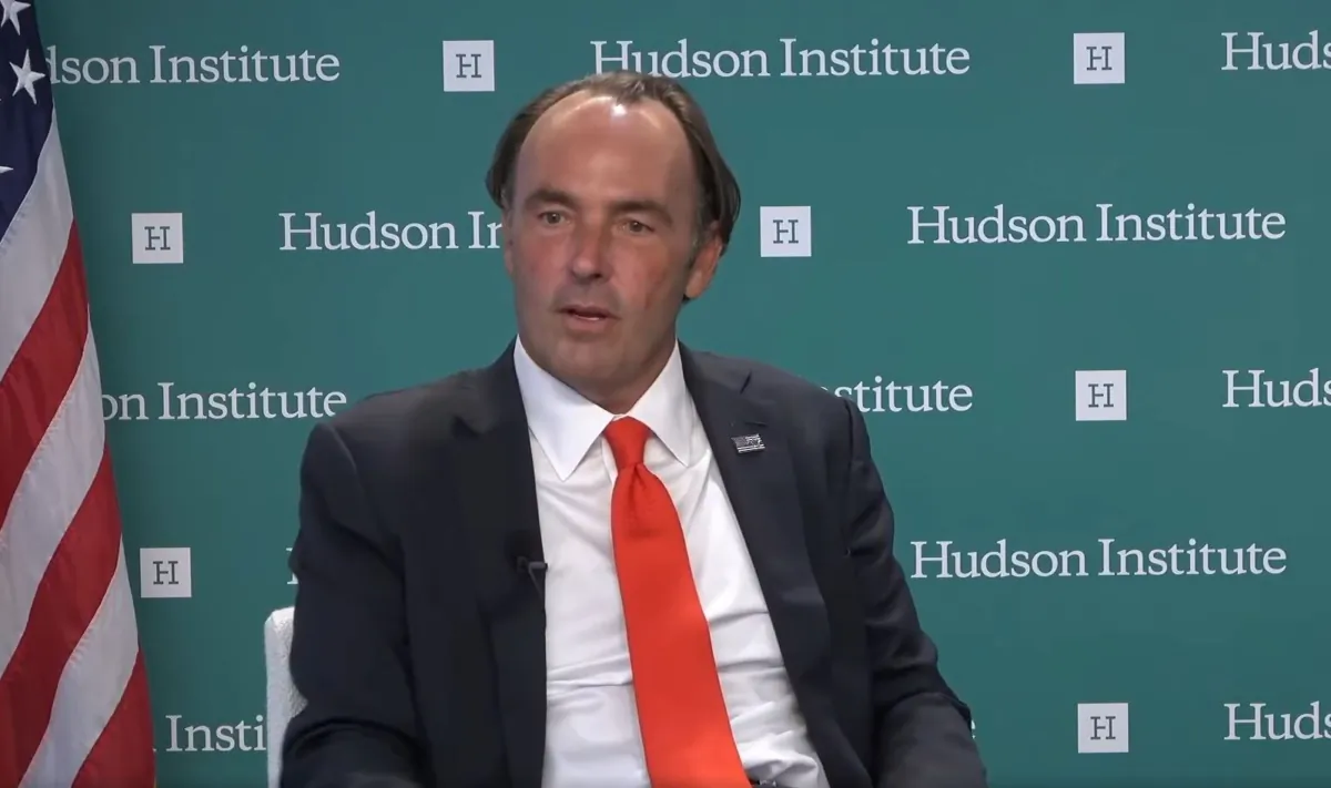 Kyle Bass speaks during an event at Hudson Institute in Washington, on July 12, 2023. (Screenshot via The Epoch Times)