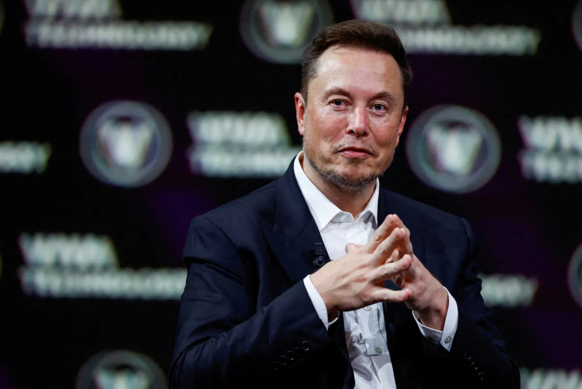 Elon Musk, chief executive officer of SpaceX and Tesla, gestures as he attends a conference at the Porte de Versailles exhibition centre in Paris, France, on June 16, 2023. (Gonzalo Fuentes/Reuters)