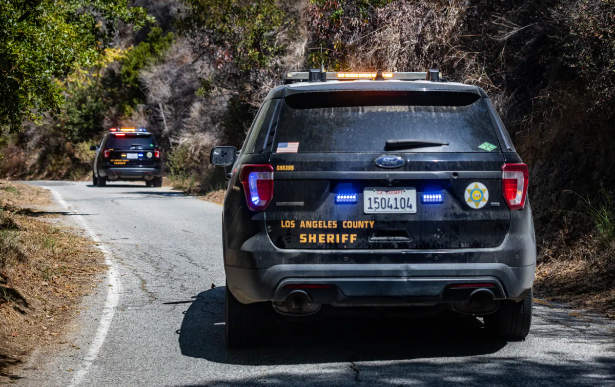 Los Angeles County Sheriffs Department officers patrol the area in a file photo. (John Fredricks/The Epoch Times)