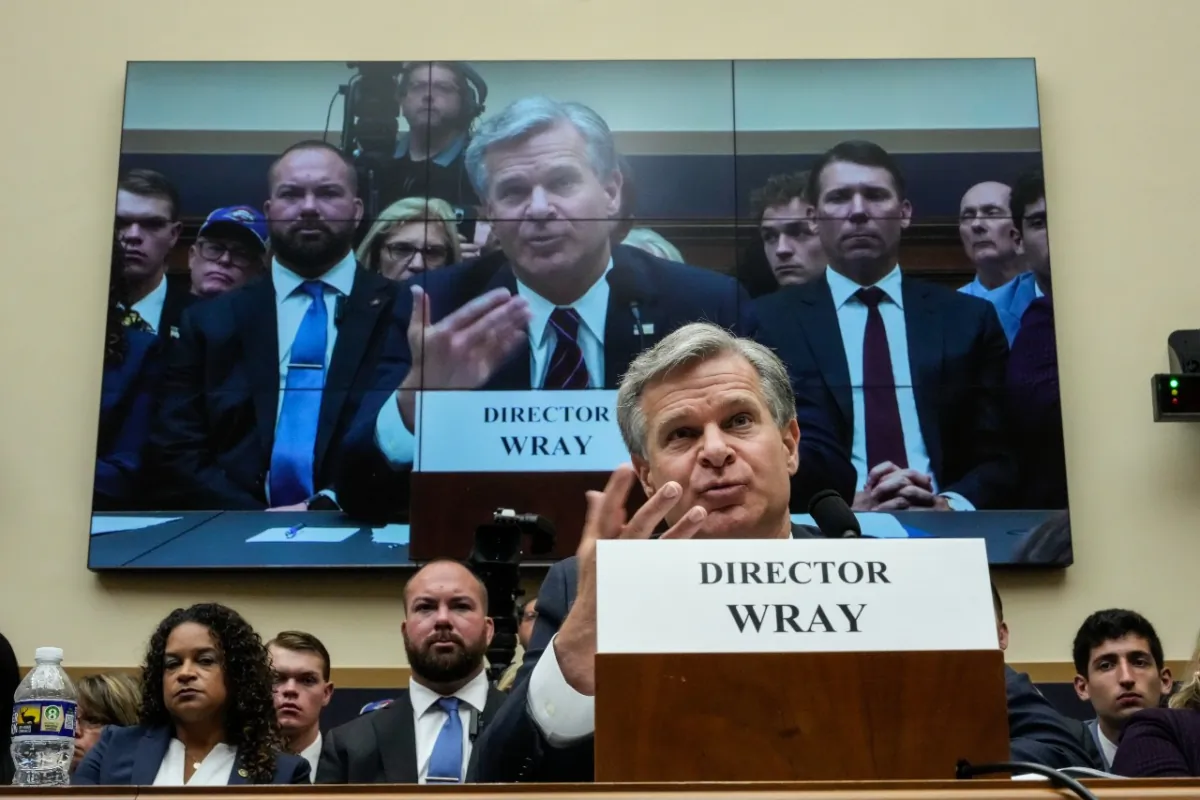 FBI Director Christopher Wray responds to committee Chairman Rep. Jim Jordan (R-Ohio) during a House Judiciary Committee hearing about oversight of the Federal Bureau of Investigation on Capitol Hill July 12, 2023 in Washington. (Drew Angerer/Getty Images)