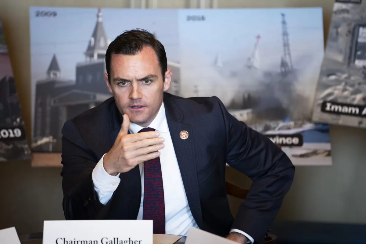 Chairman of the Select Committee on the Chinese Communist Party Rep. Mike Gallagher (R-Wis.) speaks during an interfaith roundtable on the CCP's threat to religious freedom in Washington on July 12, 2023. (Madalina Vasiliu/The Epoch Times)