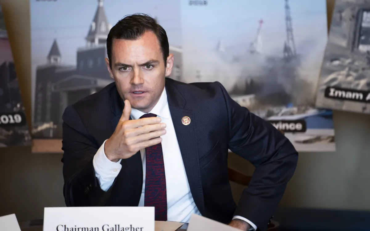 Chairman of the Select Committee on the Chinese Communist Party, Rep. Michael Gallagher (R-Wis.), speaks during an interfaith roundtable on the CCP's threat to religious freedom in Washington on July 12, 2023. (Madalina Vasiliu/The Epoch Times)