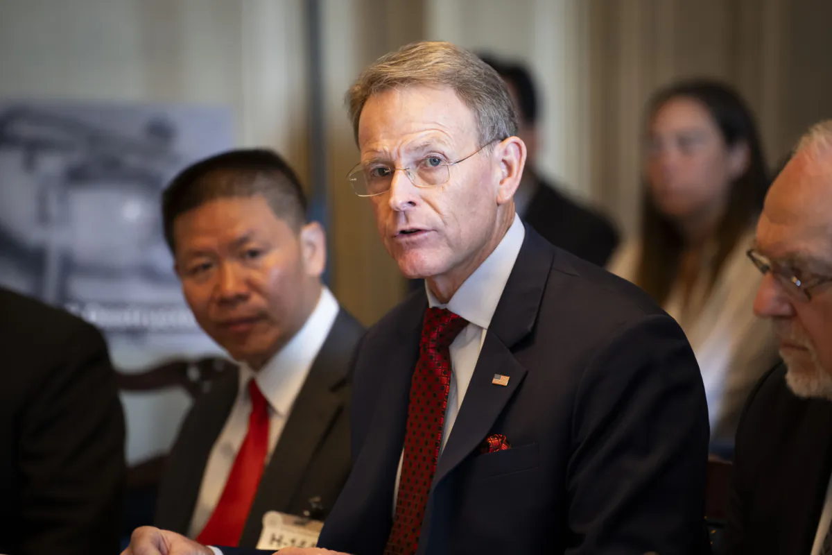 Tony Perkins (C), president of the Family Research Council, speaks during an interfaith roundtable on the Chinese Communist Party's threat to religious freedom in Washington on July 12, 2023. (Madalina Vasiliu/The Epoch Times)