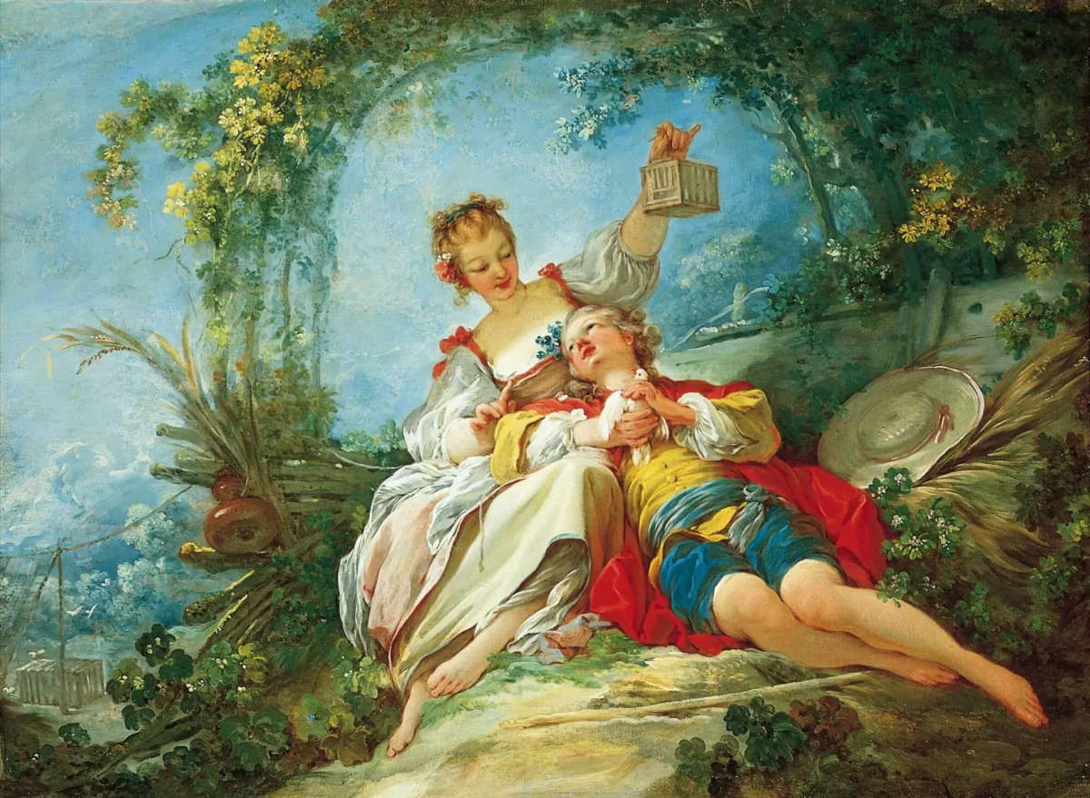 The comfort of the beloved is at the heart of the poem in John Donne's "A Valediction: Forbidding Mourning.” “The Happy Lovers,” circa 1760–1765, by Jean-Honore Fragonard. (Public Domain)