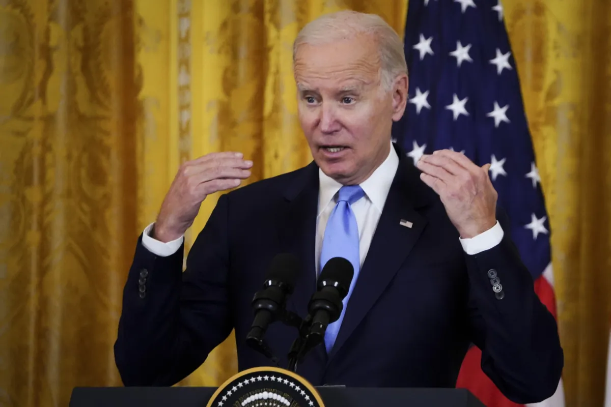 U.S. President Joe Biden speaks during a press conference with UK Prime Minister Rishi Sunak in the East Room of the White House on June 8, 2023.(Madalina Vasiliu/The Epoch Times)