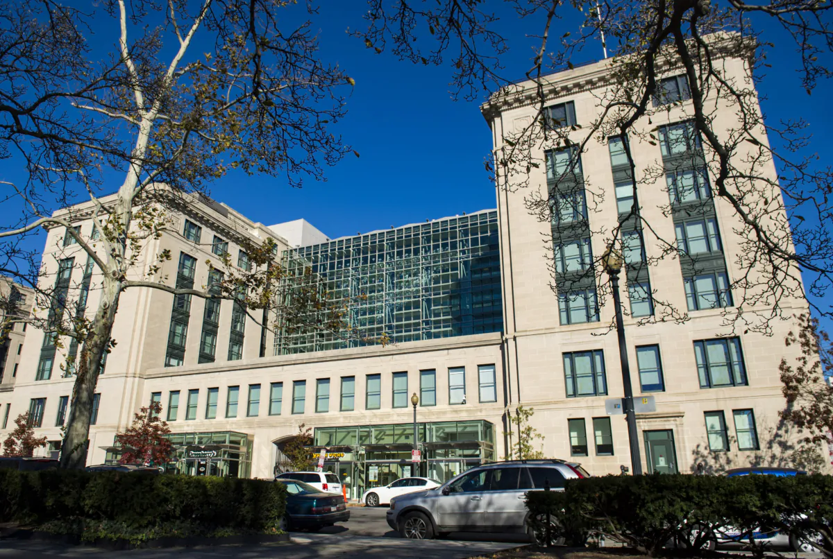 The General Services Administration Headquarters building, where the Washington presidential transition offices for US President-elect Donald Trump are located, in Washington, D.C., on November 21, 2016. (SAUL LOEB/AFP/Getty Images)