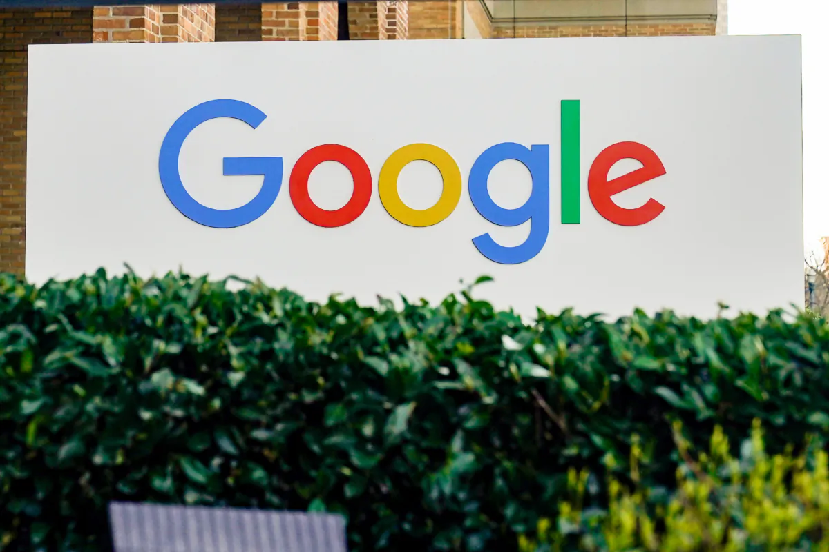 A Google sign is shown at the company's office in San Francisco, Calif., on April 12, 2023. (Jeff Chiu/AP Photo)