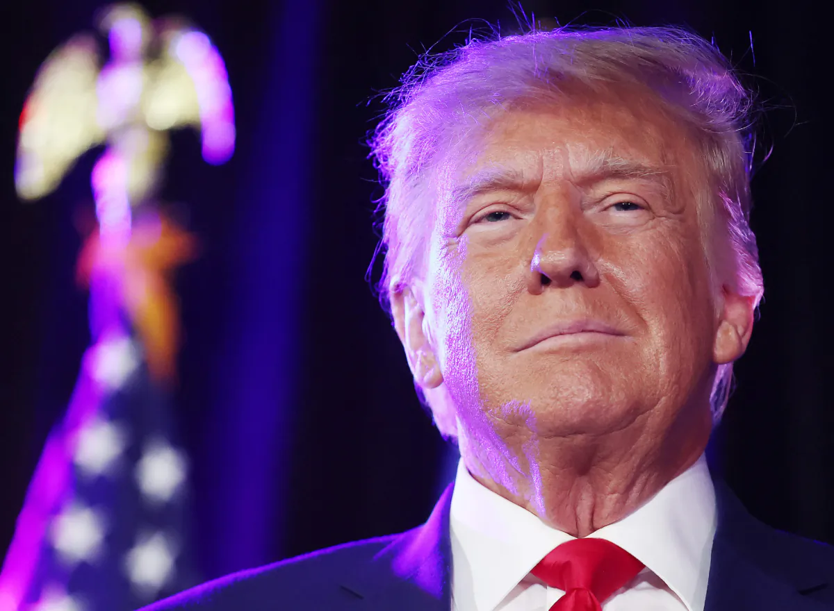Former U.S. President and Republican presidential candidate Donald Trump prepares to deliver remarks at a Nevada Republican volunteer recruiting event at Fervent: A Calvary Chapel in Las Vegas, Nev., on July 8, 2023. (Mario Tama/Getty Images)
