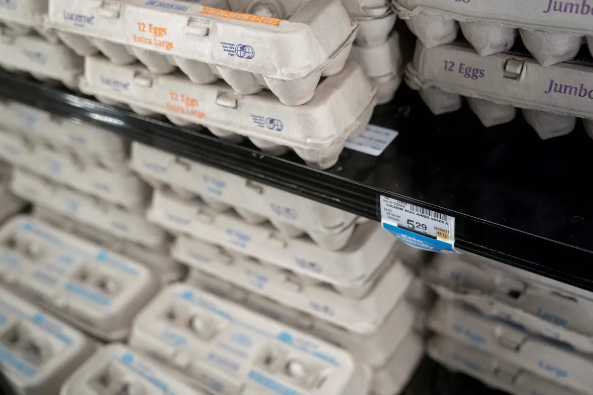 Eggs are seen at a grocery store in Washington, DC, on Jan. 19, 2023. (Stefani Reynolds/AFP via Getty Images)