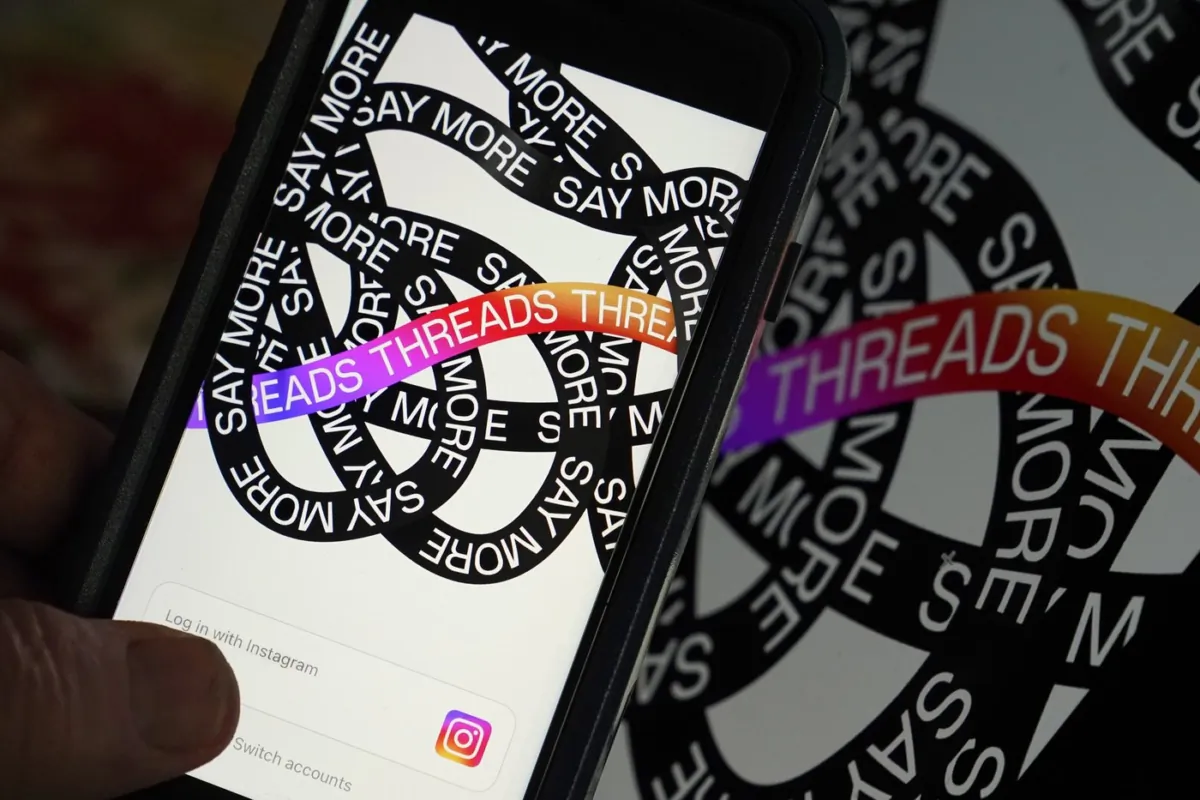 This photo, taken in New York, on July 6, 2023, shows Meta's new app Threads. (The Associated Press/Richard Drew)