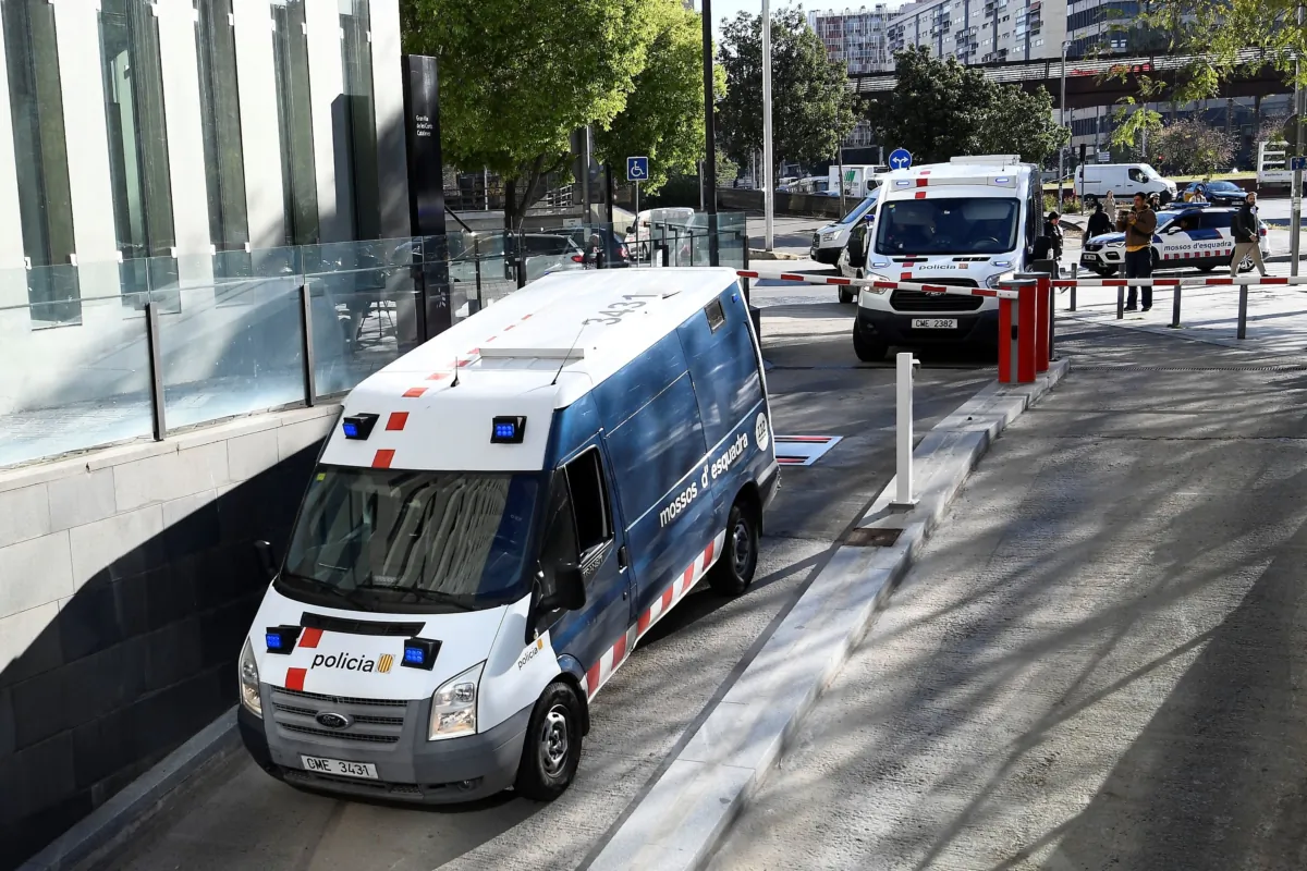 Catalan regional police Mossos d'Esquadra trucks in Spain in a file photo. (Pau Barrena/AFP via Getty Images)