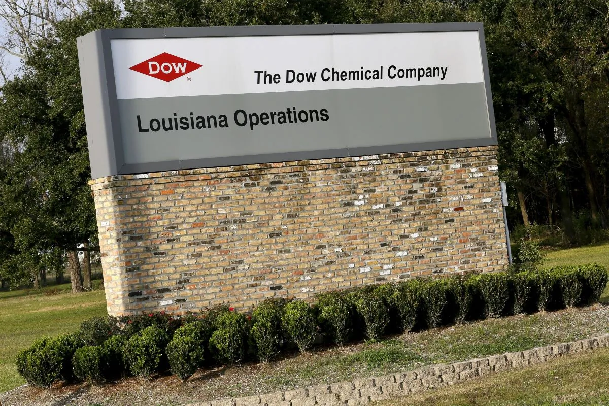 A sign is seen at an entrance to a Dow Chemical Co plant in Plaquemine, La., on Dec. 12, 2015. (Jonathan Bachman/Reuters)