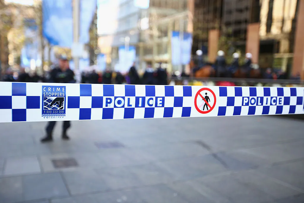 Police tape is seen at a protest in Sydney, Australia, on July 19, 2015. (Mark Kolbe/Getty Images)